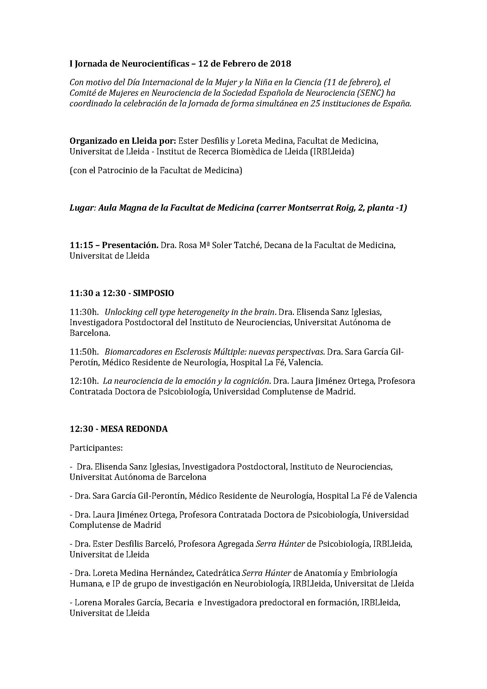 I Jornada de Neurocientíficas2-Lleida